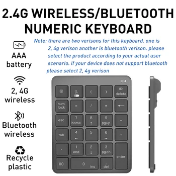 Bluetooth Tastatură Numerică Wireless 2.4 G Profitabilă Tastatura carcasa din Plastic Baterie AAA Pentru Ipad, Android, Windows Phone Mackbook Tableta