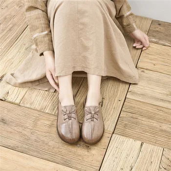Pantofi din piele femei 2020 primăvară nouă retro manual pantofi pentru femei set picior pantofi casual moale jos