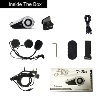 FreedConn T-Rex cu Motocicleta Bluetooth Grup Interfon Cască Cască 1500M 8 Piloti Wireless Comunicator cu FM ( +L3 Kit)