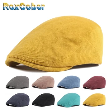 [RoxCober] en-Gros de Culori Bomboane Berete, Pălării Toamna Iarna Bumbac capac de vânzător de ziare Pentru Barbati Femei capac plat gatsby capace Pălărie Ivy Cap