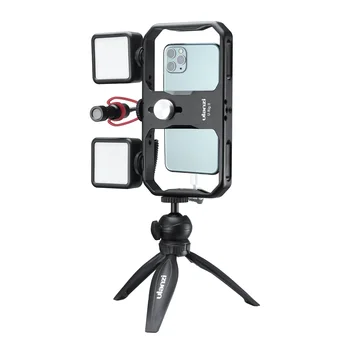 Ulanzi U-Rig II Smartphone Stabilizator de Metal Rig Telefon Cușcă W 3 Cold Shoe Mount Video cu Led-uri de Lumina Microfon Universal pentru iphone, Android