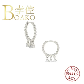 BOAKO Argint 925 Cercei Pentru Femei Cercei Legăna Bijoux Femme Rotund la moda Zircon Populare Bijuterii de Lux