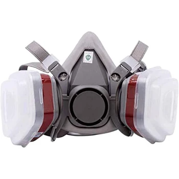7 In 1 Spray De Vopsea Masca De Gaze ,Plină De Protecție A Feței Organice Gaz Mască Cu Filtru Reutilizabil Respirator Gri Echipament De Protecție Personală