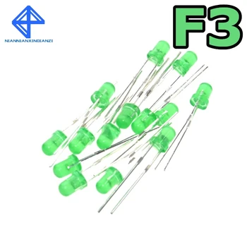 Verde F3 3mm LED Verde light emitting diode emițătoare de lumină Verde rândul său, Verde 570-575NM 1000PCS