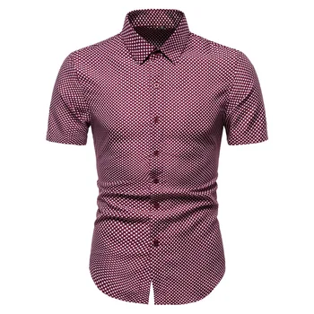 Clasic Mici Carouri Barbati Tricouri 2020 Business Casual Slim Fit Shirt pentru Bărbați Vară Butonul Barbati Maneca Scurta Tricou Camasa Hommme