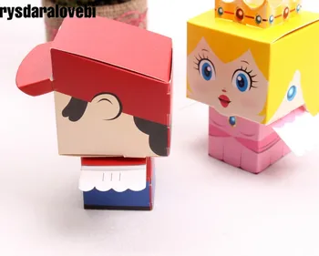 40pcs/mulțime de desene animate Super-Marie Bros printesa Mireasa si Mirele favoruri de nunta Mario cutie de bomboane cadouri de nunta