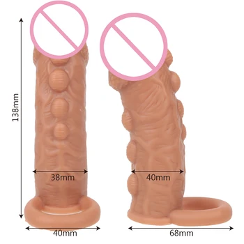 IKOKY Reutilizabile Penis Sleeve Inele pentru Penis Extender Penis Penisul Crește Realiste Mare Penis artificial Jucarii Sexuale pentru Barbati Intarziere Ejaculare