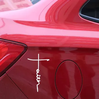 Autocolant auto Credință Crucea Simbolul Religiei Creștine PVC Decal Art Decor Masina Autocolant rezistent la apa, Negru/Alb, 16cm*9cm