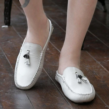 Canaf Jumătate De Pantofi Pentru Bărbați De Vară Loafer Din Piele Slip-On Papuci Casual Backless De Conducere Mocasini Pentru Om Catâr Masculino