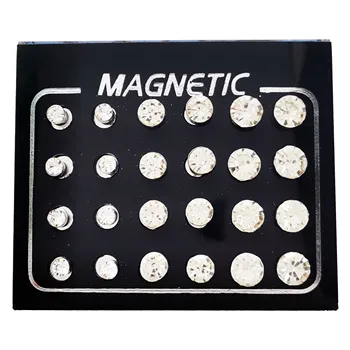 12 Perechi/Set Mix Dimensiuni Magnet Stud Cercei Puck Rotund Stras de Cristal Magnetic Fals Ureche Prize de Bijuterii pentru Femei, Barbati 4/5/6mm