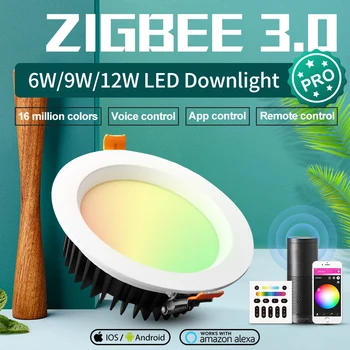 GLEDOPTO ZigBee 3.0 6W/9W/12W Inteligent Tavan corp de Iluminat Pro RGBCCT App/Voce/de Lucru de la Distanță Cu Amazon Echo Plus SmartThings