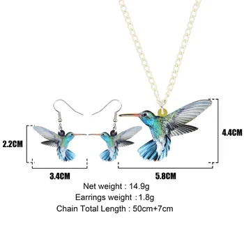 Bonsny Acrilice Seturi De Bijuterii Drăguț Colibri Pasăre Cravată Colier Cercei Moda Pandantiv Pentru Femei Și Fete Decor