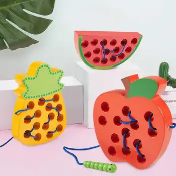 Copiii Montessori Matematica De Învățământ Jucărie Distractiv Fir De Jucării Din Lemn Forma Cognize Worm Mănânce Fructe Cu Brânză De Predare Învățare Timpurie Ajutor De Jucărie