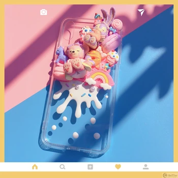 DIY caz pentru Samsung s10plus urs 3D capacul telefonului galaxy nota 10/9/8plus handmade crema roz coajă s8/9+ ice cream gogoasa S20 ultra