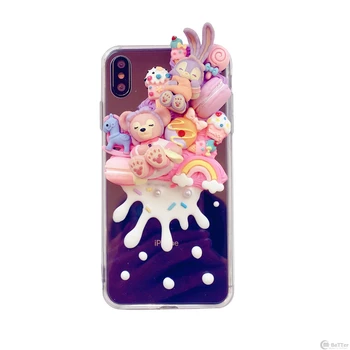 DIY caz pentru Samsung s10plus urs 3D capacul telefonului galaxy nota 10/9/8plus handmade crema roz coajă s8/9+ ice cream gogoasa S20 ultra