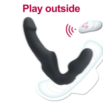 Realistic Dildo Vibrator de Masaj fara Bretele, Curea Lesbiene Cap Dublu G-Spot Stimula Clitorisul Jucărie Sexuală pentru Cuplu Motor Dual