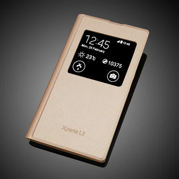 Vânzări la cald Fereastra de Vizualizare Caz Acoperire pentru Sony Xperia L2 huse de Telefon Pentru Xperia L2 flip pu piele de Caz