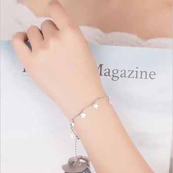 Fierbinte de Vânzare de Moda de Argint 925 Bratara Pentru Femei cu Cinci colțuri Stele Ciucure Brățară de Bijuterii S-B131