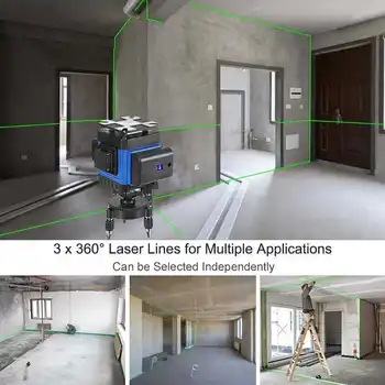 16 Linii 4D Nivel cu Laser Linie Verde cu Laser de Nivelare Dispozitiv Verde Fascicul Laser de Nivel de Auto-nivelare Orizontală Verticală Instrument de Măsură
