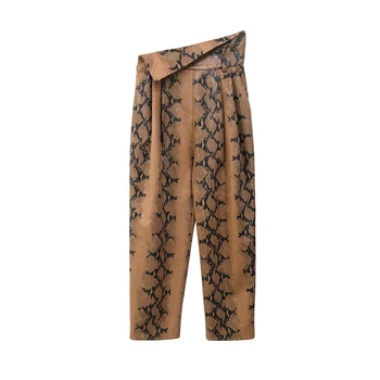 Primăvara devreme nou eye-catching liber casual model sarpe din piele pu pantaloni pentru femei la Modă pioneer marin piele de sarpe pantaloni Wq2432