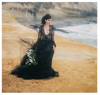 SoDigne 2018 Rochii de Mireasa Negre, partea de Sus Dantela, Sifon vestido de noiva rochie de mireasa Noua Sosire Zip Înapoi Rochii de Mireasa