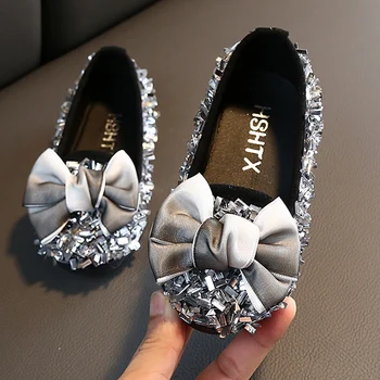 2020 Toamna Anului Nou Pantofi Fete Coreea Papion Stras Copii Printesa Pantofi Fete De Moda Sălbatic Talpă Moale Lumina Printesa Pantofi