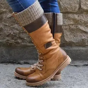 2020 Femei Calde de Primăvară Cizme Pantofi Rotund-Deget de la picior Botine din Piele Pantofi Cizme cu Toc mic Zip Cross-legat Toc Pătrat Tesatura Stretch