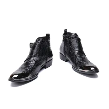 Bărbați Rotund Toe Împânzit Glezna Cizme Dublu Cataramă Bota Masculino Manual Împânzit Munca De Birou Papuceii Mare Dimensiune Cizme De Luptă Pantofi