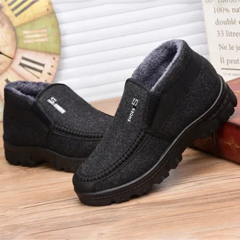 Cizme de zapada Barbati Pantofi Cald Blana de Pluș Glezna Cizme de Iarna Femei Alunecare Pe Pantofi Casual Plat pentru Tata Iarna Ultralight Încălțăminte