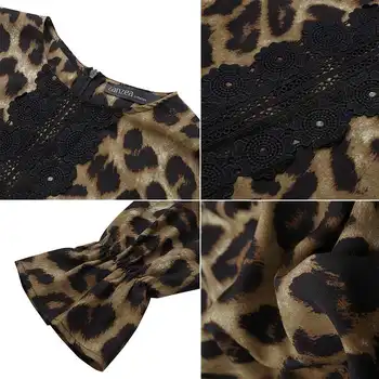 2021 Toamna Leopard Lace Patchwork Rochie ZANZEA Moda Maxi Lung Sundress Femei Maneca Lunga Caftan Casual Vestidos de sex Feminin Halat