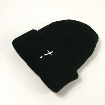 Noua Moda de Iarna Casual Căciuli de Lână Capace de Pălării Tricotate Gorros Bonete Broda Cruce Neagră Chelioși Unisex Ține de Cald pălărie