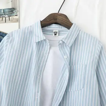 Simplu Proaspete Long Sleeve Stripe Tricouri Femei 2021 Primăvară Nouă Femei Topuri și Bluze de Colegiu Tineri Lady Stil Casual Bluza