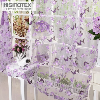 ISINOTEX Fereastră Perdea Fluture Violet Burnout Tul Voile Material Transparent Pur Living Screening 1BUC/Lot
