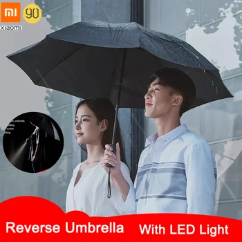 90Fun Inversă Automată Umbrelă Bărbați Luminoasă cu Led-uri Windproof Pliante de Afaceri Puternic Umbrela Anti UV cu Lampa de Pre-vânzare
