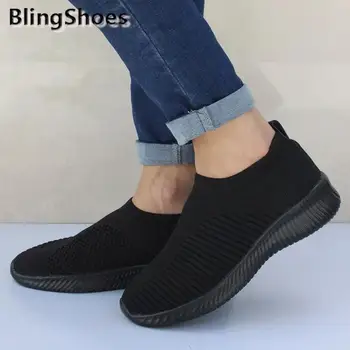 2020 Femei Adidași De Moda Tesatura Șosete Moale Plus Dimensiune Vulcaniza Pantofi De Bază Alunecare Pe Plat De Sex Feminin Pantofi Casual Femei Adidași