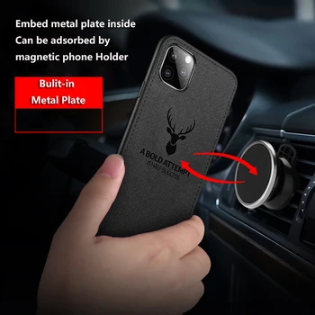 Pânză Textura Cerb 3D Moale TPU Magnetic Mașină de Caz Pentru Huawei P9 Lite Mini Magnet Placa de Caz Pentru Huawei Y6 Pro 2017 Acoperi