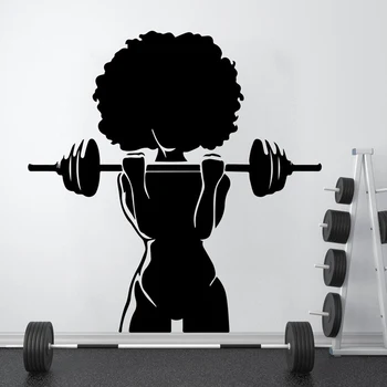 Sală De Perete Decal Afro Fata De Putere De Fitness Decor Antrenament Arta Autocolante De Vinil Dormitor Sală De Gimnastică Antrenament Fata De Motivare Crossfit Logo-Ul 2257