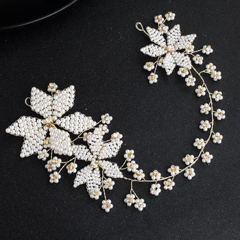 De Moda De Argint De Culoare De Aur De Benzi Femei Flori, Bentițe Perle De Cristal De Păr De Nunta Bijuterii Handmade Mireasa Accesorii De Par