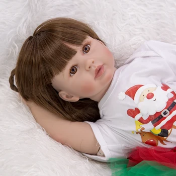 60 CM Renăscut Baby Doll Corpul de Pânză Umplute Nou-născut Prințesă de 24 de Inch Fata de Copil Papusa Purta o Rochie de Crăciun Copil Xmas Cadou de Ziua de nastere