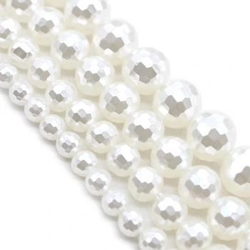 En-Gros Alb Natural Shell Perle Rotunde Margele Vrac Fațete Pentru A Face Bijuterii Cravată Face Diy Brățară Bijuterii