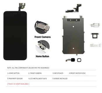 AAA LCD Complet Pentru iPhone 6 6S Ecran LCD de Asamblare Complet Cu Camera Frontală Butonul Home Touch Digitizer Inlocuire Ecran