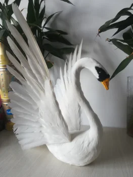 Noua simulare aripi de lebădă model spuma&pene viața reală white swan jucărie cadou despre 30x48cm xf0768