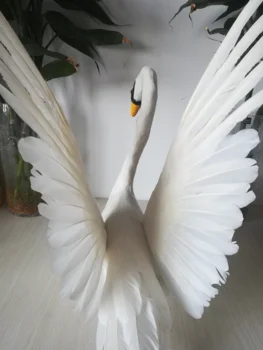 Noua simulare aripi de lebădă model spuma&pene viața reală white swan jucărie cadou despre 30x48cm xf0768