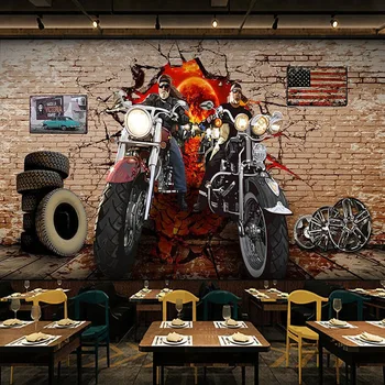 Personalizate 3D Tapet Retro Motocicleta Nostalgic Caramida picturi Murale Restaurant Cafenea de Fundal de Perete Decor în Stil European imagini de Fundal