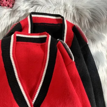 Toamna Femei Pulover Tricotat 2021 New England Stil V-neck Cardigan Jacard Pulover de Iarna a Lovit Culoarea Tricotaje