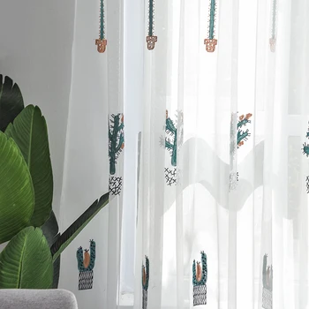 Stil Modern Cactus Tul Perdele pentru camere de Copii Tratamente Fereastra Pur pentru Camera de zi Finit de Personalizare S289&C