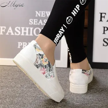 Mhysa 2019 Nou primavara toamna femei pantofi de moda sălbatic panza pantofi pentru femei cu talpi groase albe, pantofi casual, pantofi, teniși L168