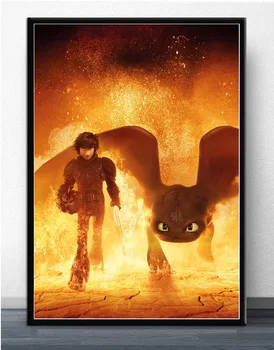 MX115 Cum sa iti dresezi Dragonul 3 Lumea Ascunsă 2019 Film Comic Poster de Arta Lumina de Mătase Pânză de Casă Cameră Perete de Imprimare Decor