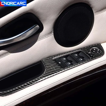 Fibra de Carbon Ușa Cotiera Fereastră Butoane Cadru Capac Decorativ Ornamental Pentru BMW seria 3 E90 E92 E93 LHD RHD Accesorii de Interior