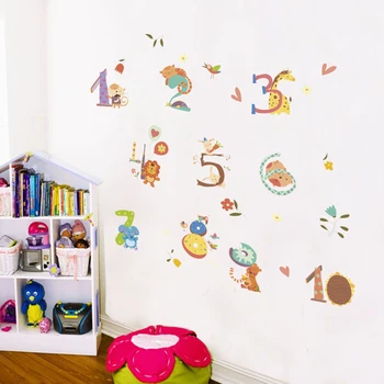 Desene animate Jungle wild 26 alfabet animale 1-10 numeral autocolante de perete pentru camere de copii decor acasă copii de perete decal poster mural